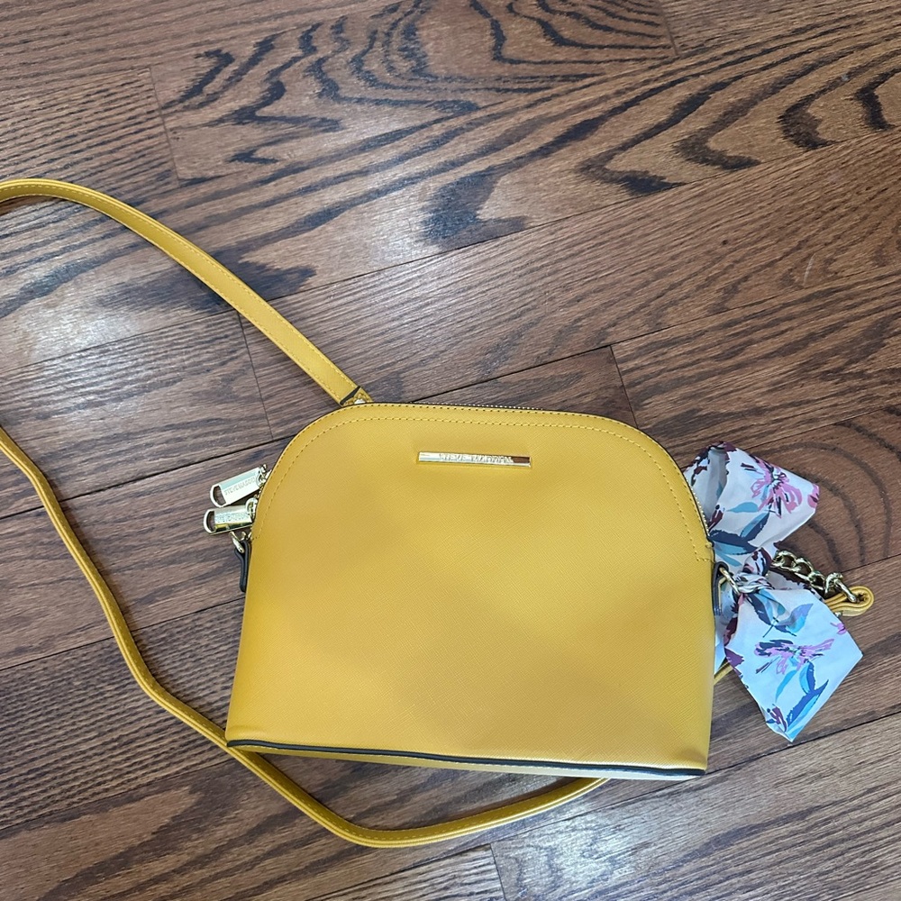 Steve Madden yellow crossbody bag with mini scarf in bow